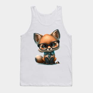 Cute clever cute cartoon - fox with glasses one T-Shirt Tank Top